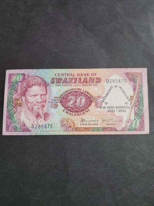 Swaziland 20 Emalangeni (Diamond Jubilee) 1921-1981 EF+/UNC- as per photograph