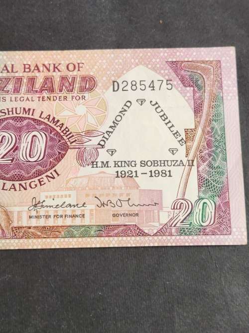 Swaziland 20 Emalangeni (Diamond Jubilee) 1921-1981 EF+/UNC- as per photograph