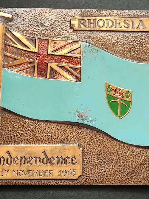 Rhodesia Independence Plaque 10 November 1965 Copper 202 mm x 178 mm - as per photograph