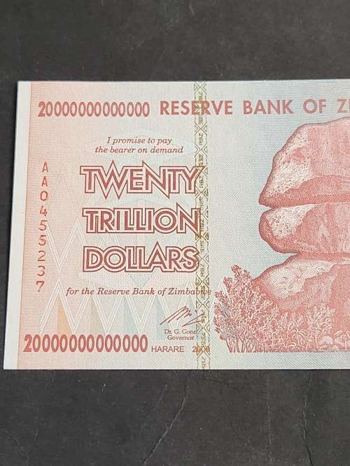 Reserve Bank of Zimbabwe Twenty Trillion Dollars BU - as per photograph