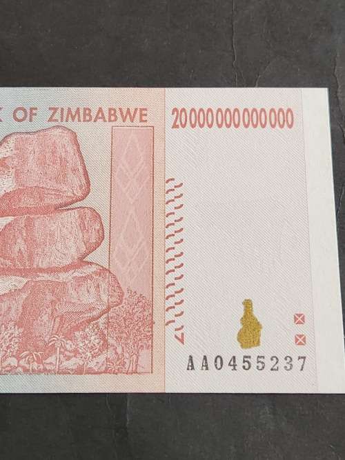 Reserve Bank of Zimbabwe Twenty Trillion Dollars BU - as per photograph