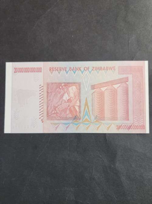 Reserve Bank of Zimbabwe Twenty Trillion Dollars BU - as per photograph
