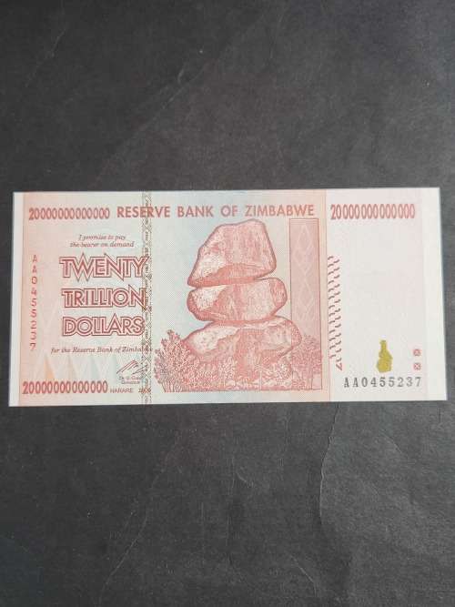 Reserve Bank of Zimbabwe Twenty Trillion Dollars BU - as per photograph