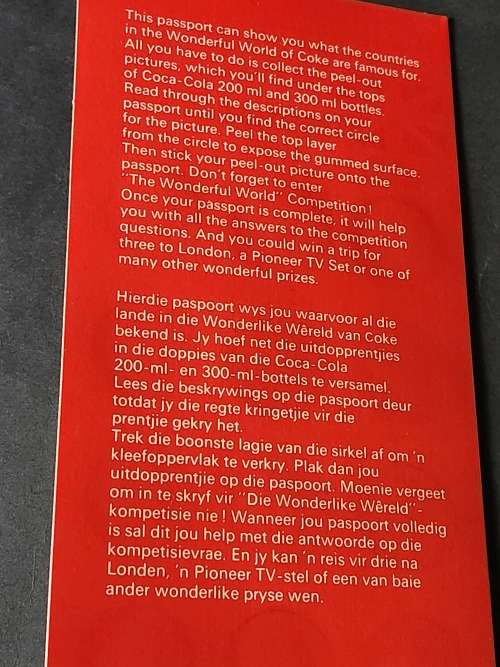 Vintage Coca Cola (the Wonderful World of Coke) Passport complete set - as per photograph