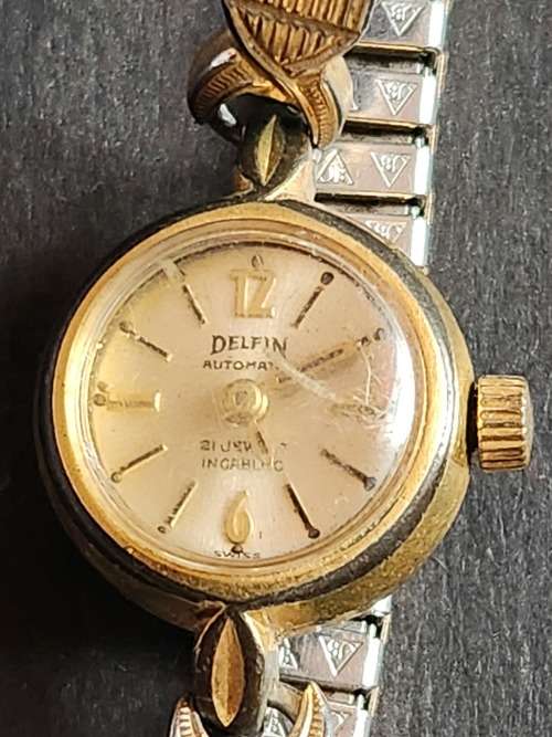 Vintage Ladies Delfin Automatic 21 Jewels Inca Block Swiss made Wrist Watch - as per photograph