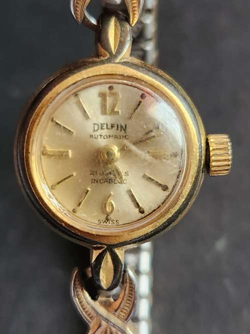 Vintage Ladies Delfin Automatic 21 Jewels Inca Block Swiss made Wrist Watch - as per photograph
