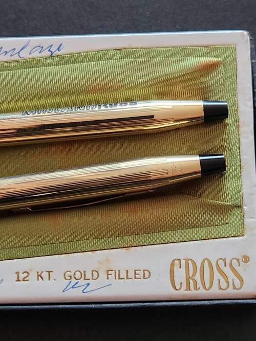 Vintage Cross Pen /Pencil Set engraved 1/20 12kt Gold Filled - as per photograph