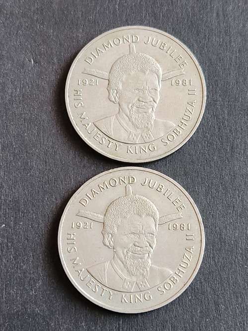 2 x Swaziland 2 Elangeni 1981 - as per photograph