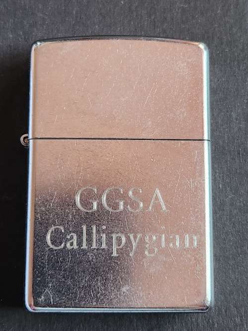 Zippo Stainless Steel engraved GGSA Callipygian Lighter (mint condition) - as per photograph