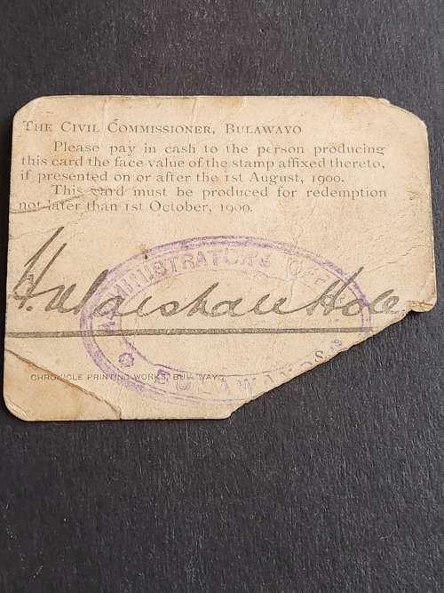 Marshall Hole Card Anglo Boer War (Currency Card) - as per photograph