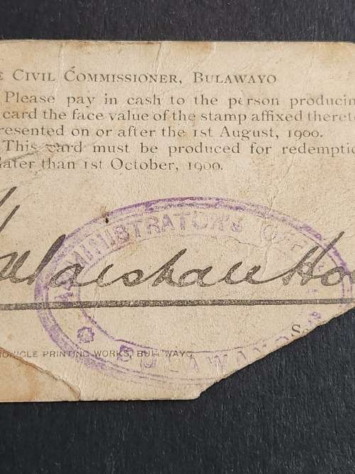 Marshall Hole Card Anglo Boer War (Currency Card) - as per photograph