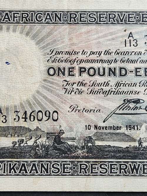 J Postmus One Pound E/A 10 November 1941 VF - as per photograph