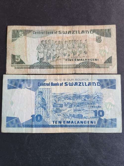 Swaziland 5/10 Elangeni Notes - as per photograph