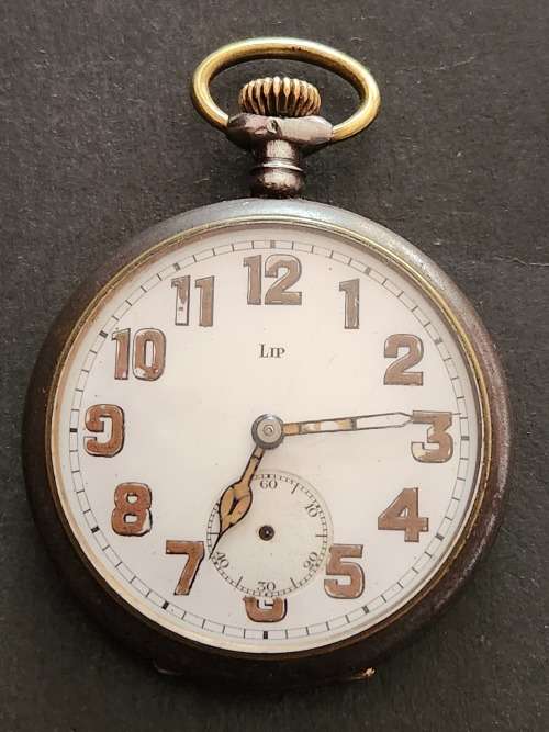 Vintage Lip Pocket Watch (not working) has original glass - as per photograph