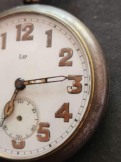 Vintage Lip Pocket Watch (not working) has original glass - as per photograph