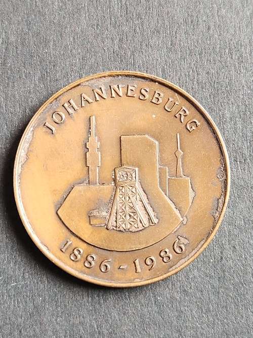 Bronze Medallion to commemorate 100 Years to Johannesburg 1886-1986 - as per photograph
