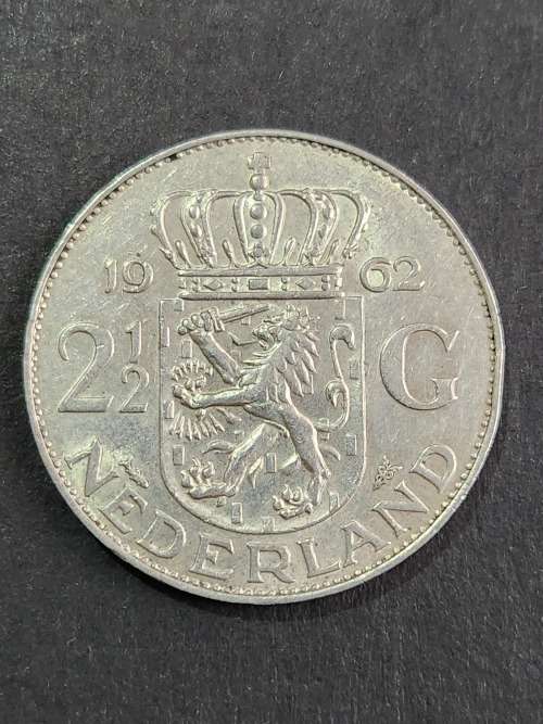 Nederlands 2 1/2 Gulden 1962 Silver VF+/EF - as per photograph