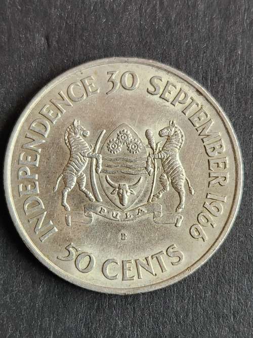 Botswana 50 Cents 1966 (Independence) Silver- as per photograph
