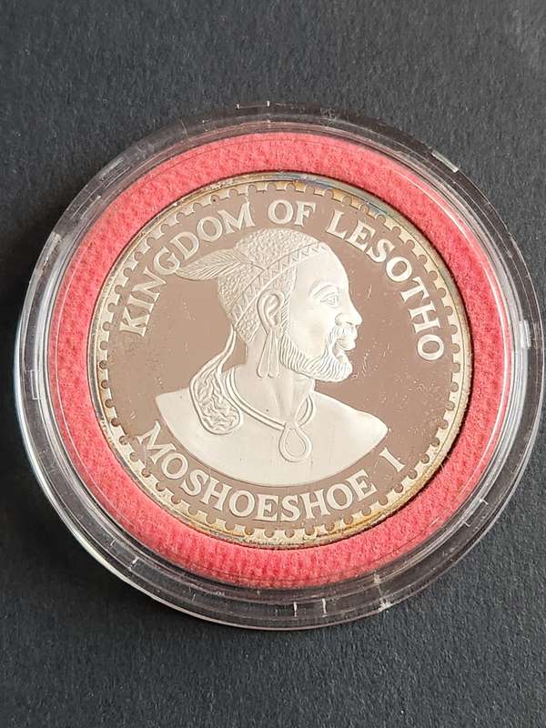Lesotho 50 Maloti 1980 One Ounce Fine Silver Proof (King Moshoeshoe 1)