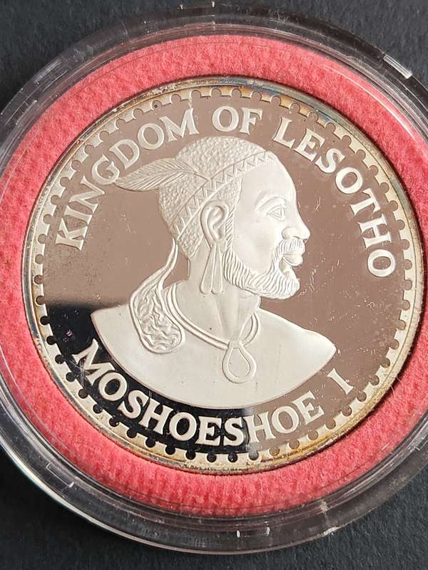 Lesotho 50 Maloti 1980 One Ounce Fine Silver Proof (King Moshoeshoe 1)
