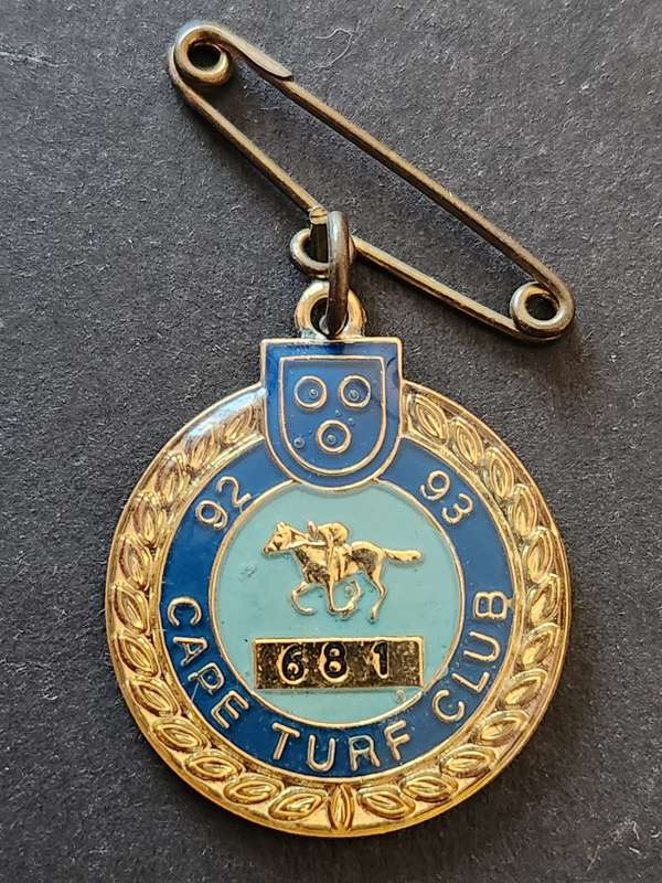 Cape Turf Club Badge 1992-1993 no. 681 - as per photograph