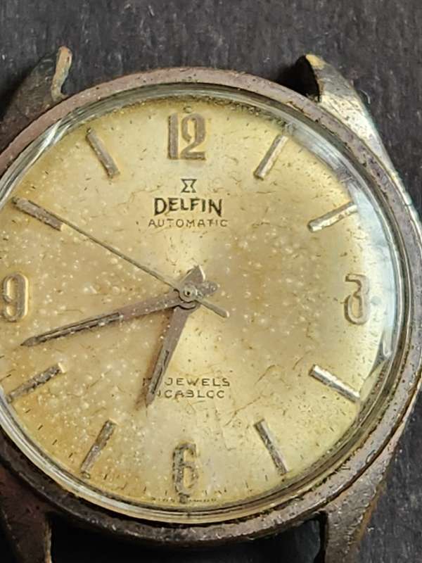 Vintage Men`s Delfin Automatic 17 Jewels Incablock Mechanical Watch (not working) - as per photogra