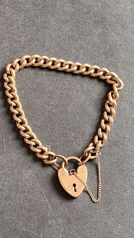 18ct Rolled Gold Lock and Bracelet 24.8g - as per photograph