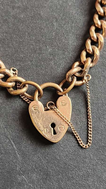 18ct Rolled Gold Lock and Bracelet 24.8g - as per photograph
