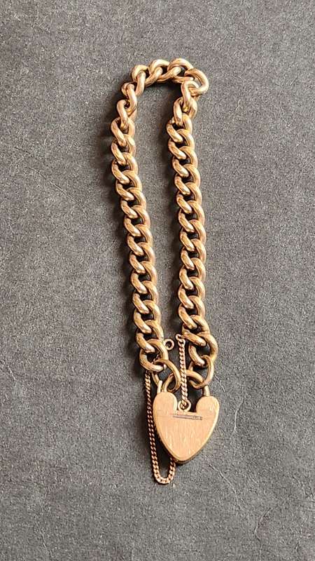 18ct Rolled Gold Lock and Bracelet 24.8g - as per photograph