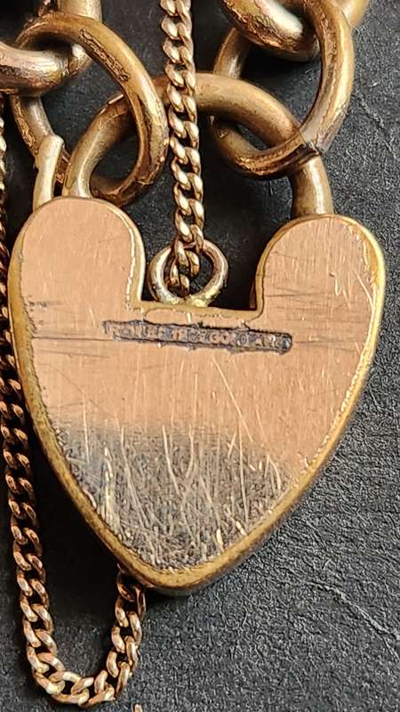 18ct Rolled Gold Lock and Bracelet 24.8g - as per photograph