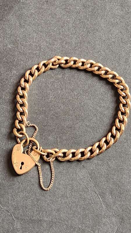 18ct Rolled Gold Lock and Bracelet 24.8g - as per photograph