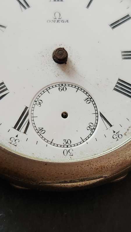 Vintage Omega Pocket Watch (not working) Missing glass and hands - as per photograph