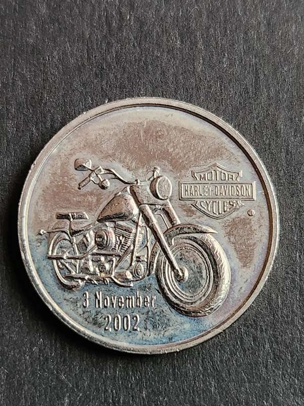 SA Mint Coin World Token Motor Harley Davidson Cycles 3 November 2002 - as per photograph