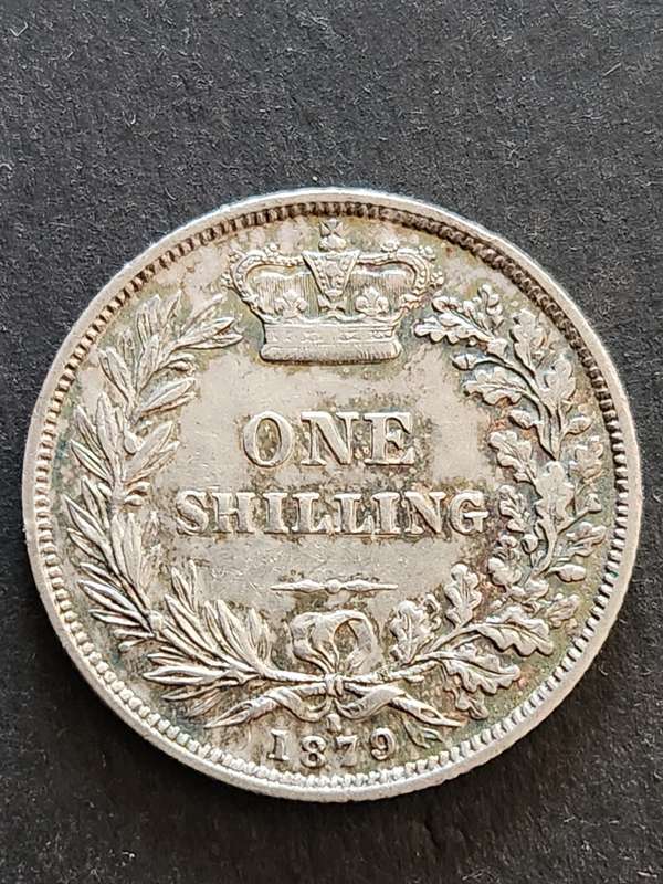 Queen Victoria One Shilling 1879 with die number 1 - VF+ (extremely rare coin) - as per photograph