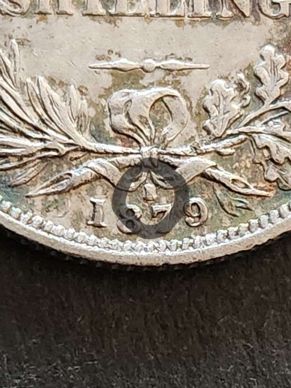 Queen Victoria One Shilling 1879 with die number 1 - VF+ (extremely rare coin) - as per photograph