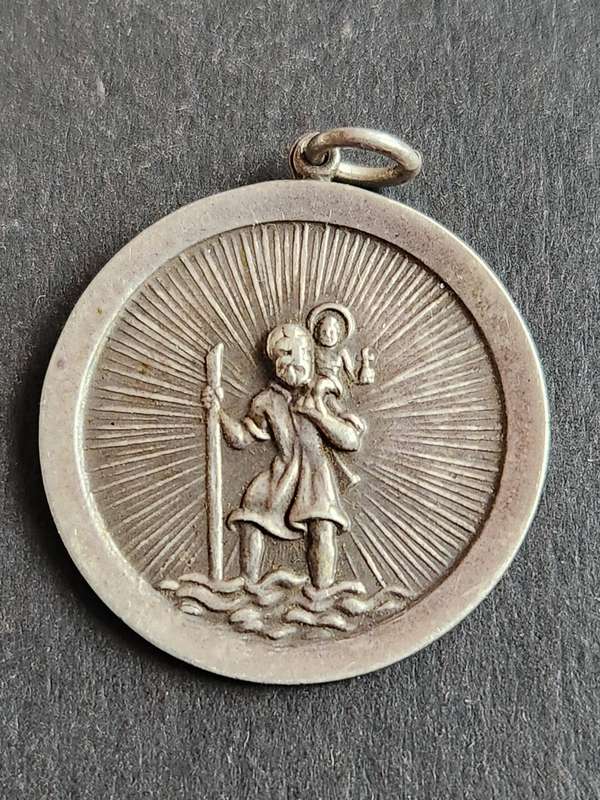 Sterling Silver Saint Christopher Pendant 8.4 grams - as per photograph