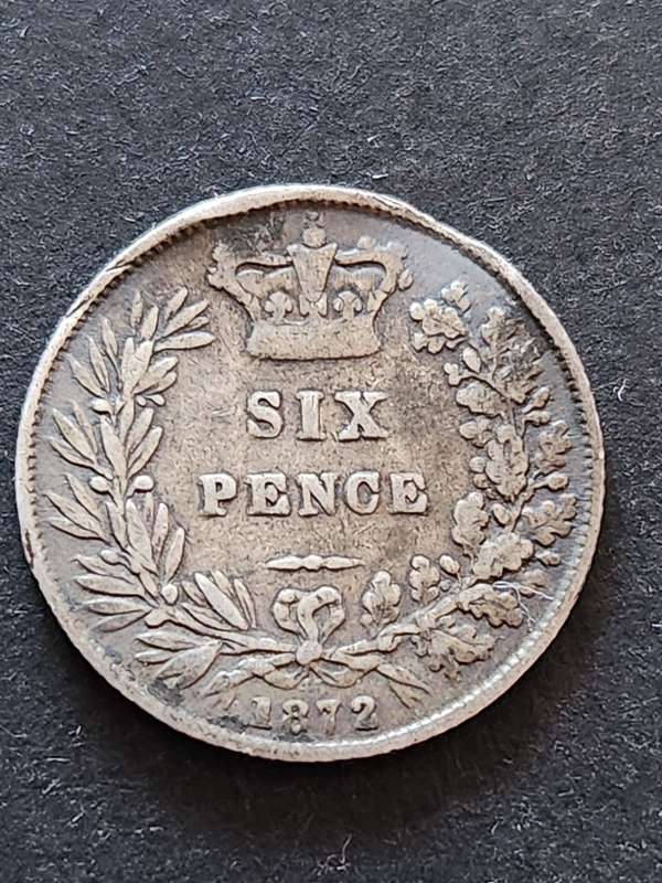 Queen Victoria Sixpence 1872 Silver (Filler coin) - as per photograph