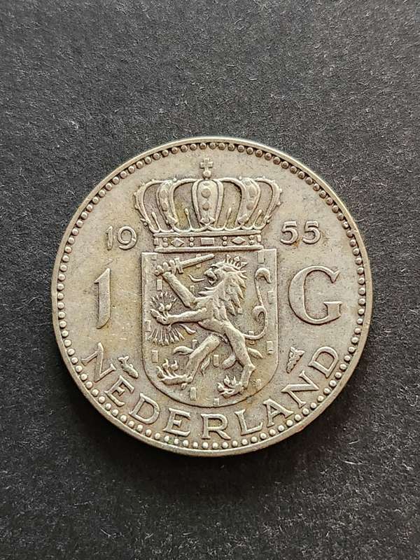 Nederlands One Gulden 1955  .720 Silver - as per photograph