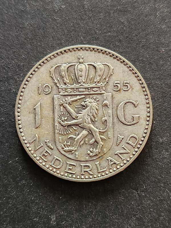 Nederlands One Gulden 1955  .720 Silver - as per photograph