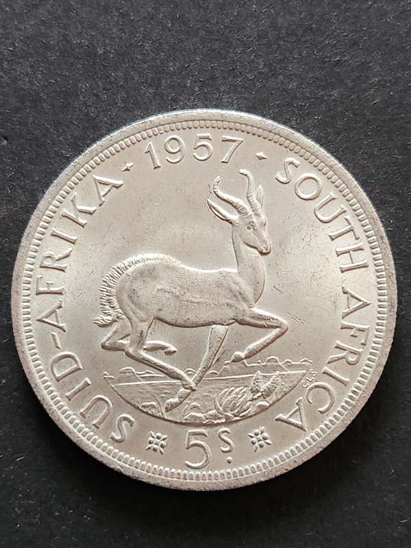 Union 5 Shillings 1957 (nice condition) - as per photograph
