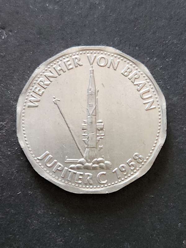 Shell Aliminium Moon Landing Token (Jupiter C 1958) - as per photograph