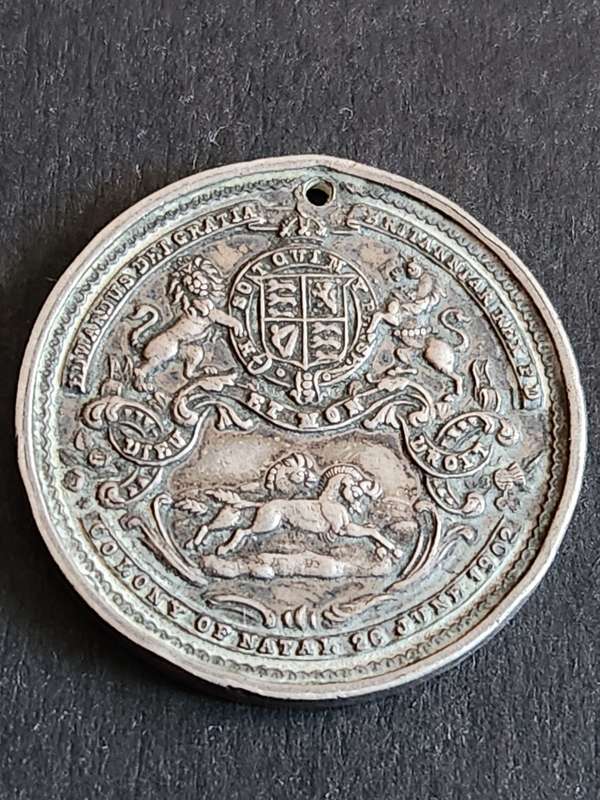 Natal 1902 Silver Coronation of King Edward VIII Medal - missing ring/ribbon - as per photograph