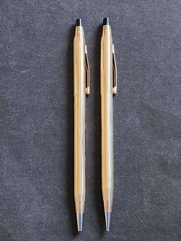 Vintage Cross Pen/Pencil Set 1/20 10kt Rolled Gold - made in Ireland (excellent condition) engraved