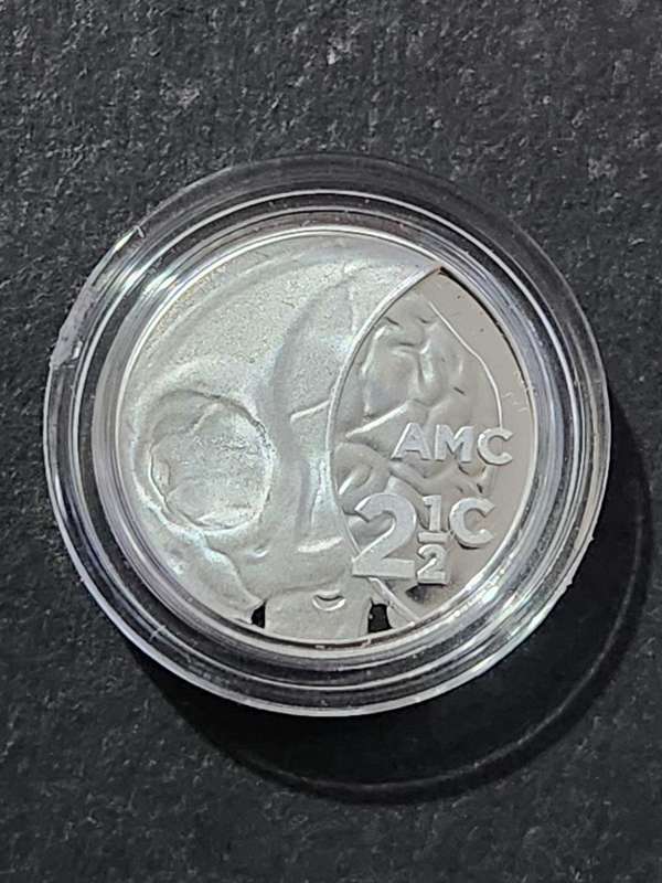 SA Mint 2018 2 1/2c Sterling Silver Tickey Proof Durban Privy Mint Mark no. 186 (1.414g)