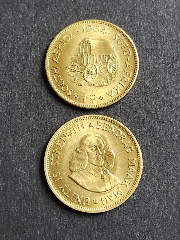 2 x Republic One Cents 1964 UNC - as per photograph