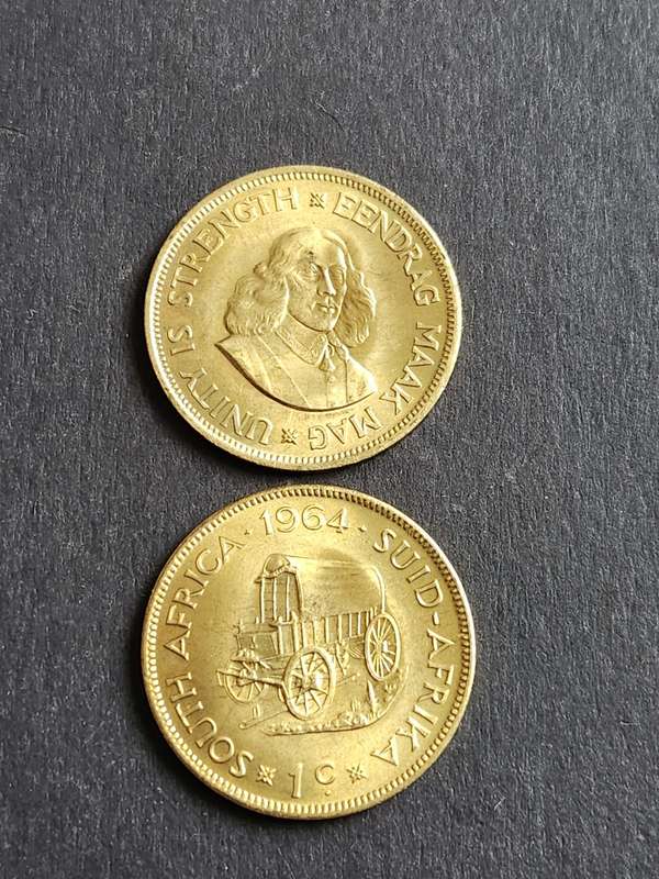2 x Republic One Cents 1964 UNC - as per photograph