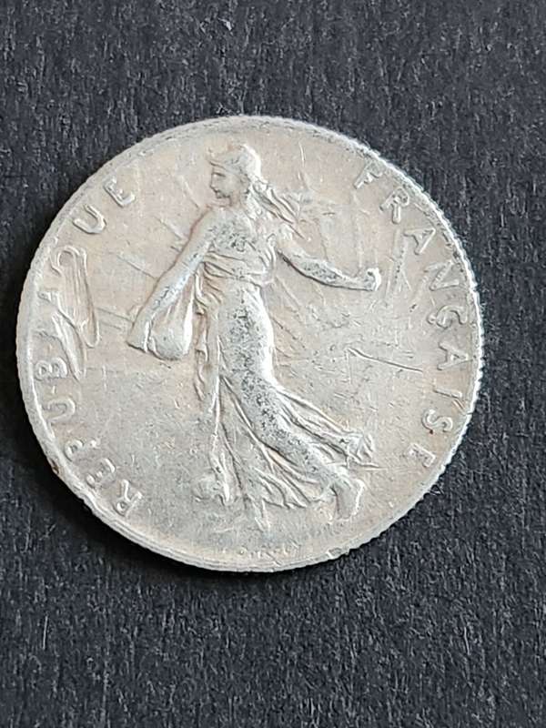 France 50 Centimes 1916 Silver - as per photograph
