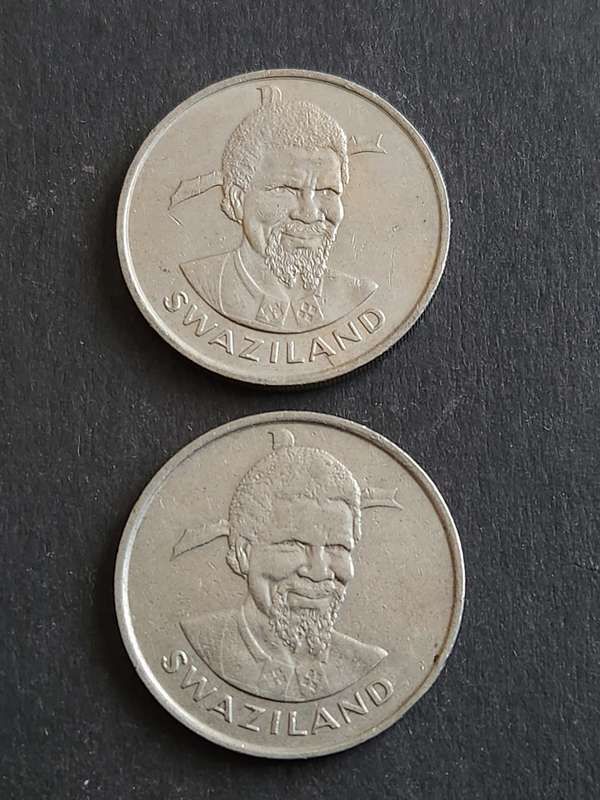 2 x Swaziland 1 Lilangeni 1976/1981 - as per photograph