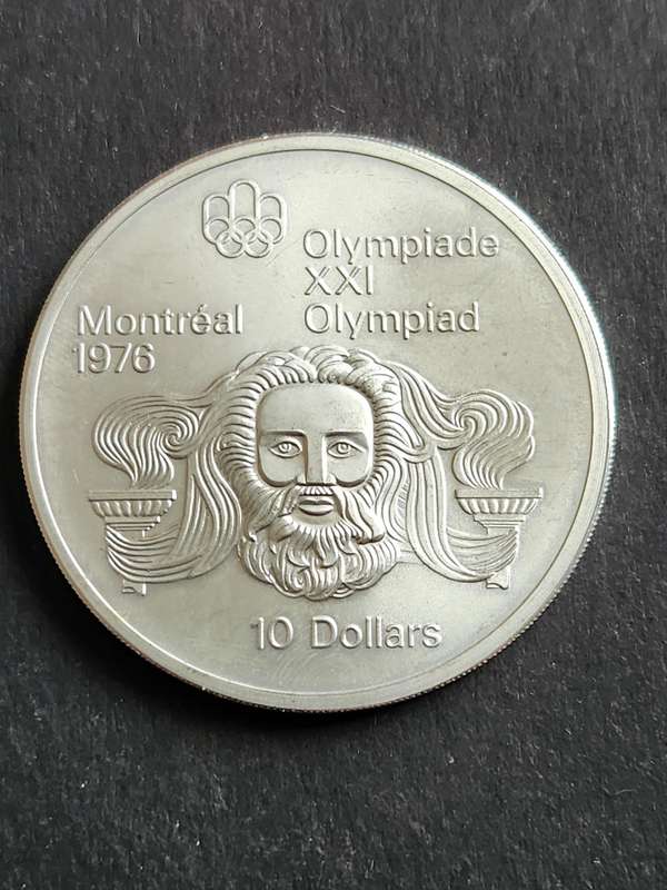Canada 10 Dollars QEII .925 Silver 48.6 grams Olympics Montreal 1976 - as per photograph