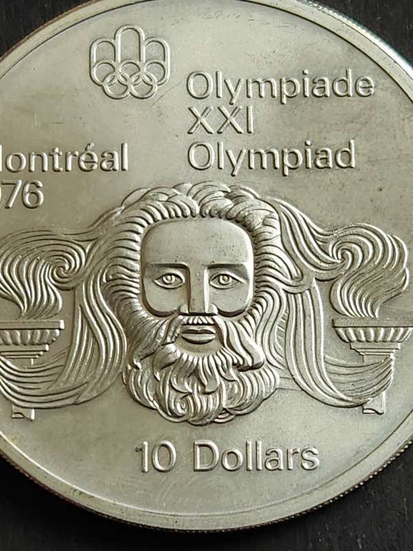 Canada 10 Dollars QEII .925 Silver 48.6 grams Olympics Montreal 1976 - as per photograph